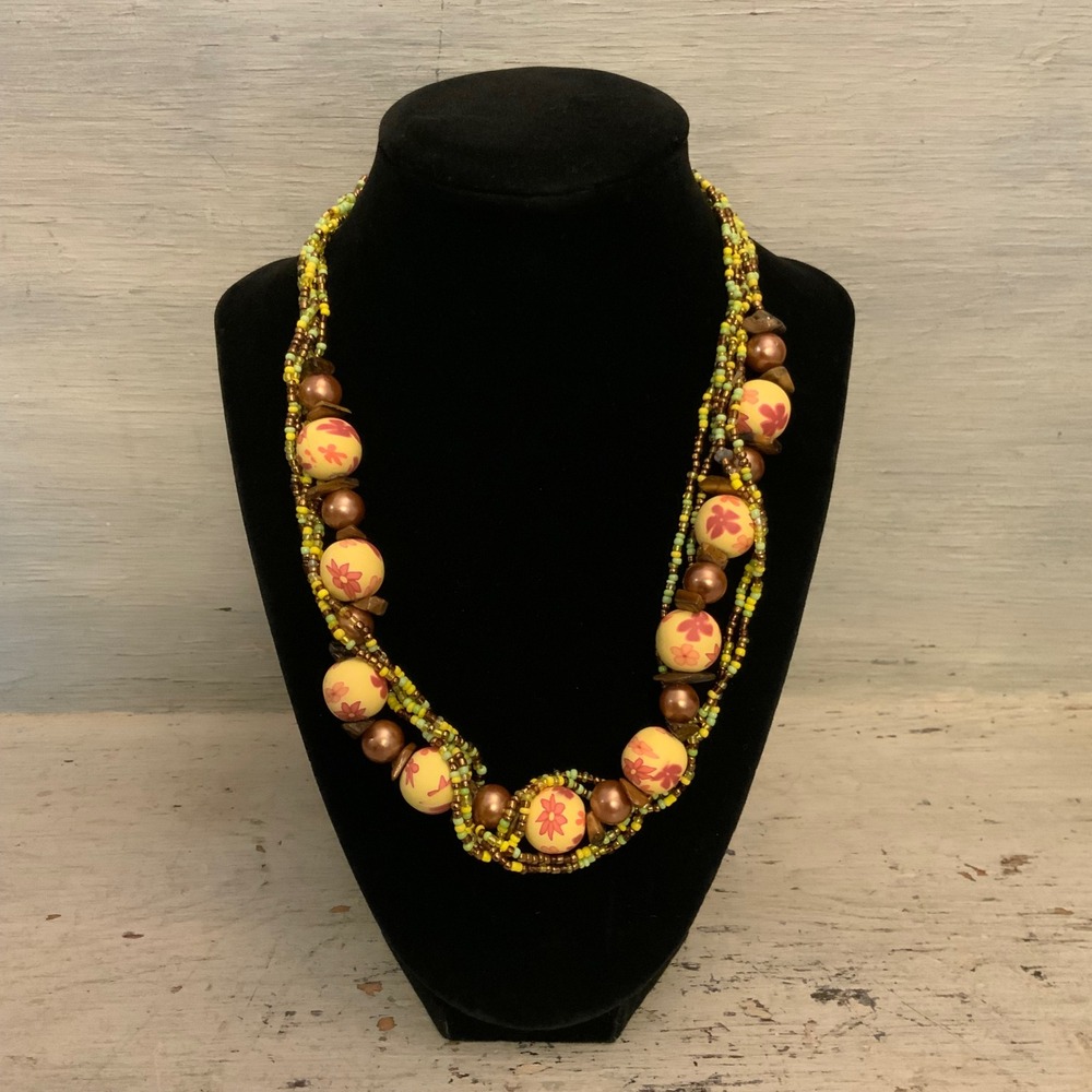 John Richards Collection Multistrand Floral Beaded Statement Necklace 18-20" New
